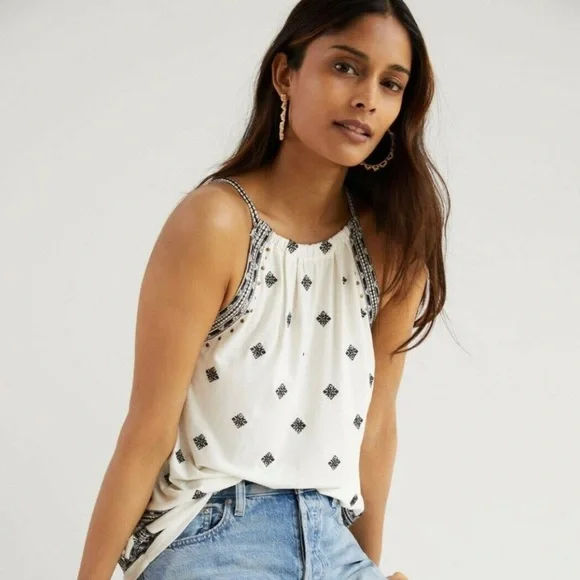 Anthropologie White and Black Tank Top - Picture 1 of 6